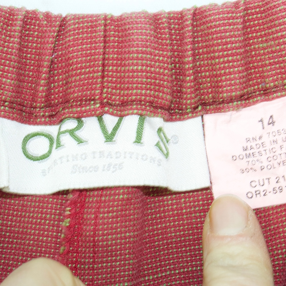 Orvis Red Cotton Blend Lightweight Elastic Waist Pull on Pants Size 14 - Picture 3 of 8